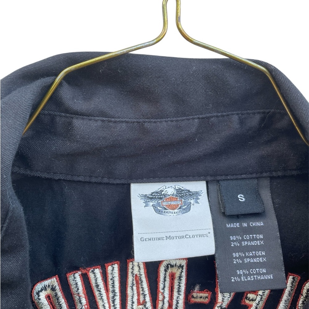 Harley Davidson Embroidered Zip Up Garage Shop Shirt - Picture 3 of 3